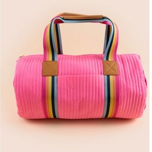 Multi Stripe Strap Quilted Weekender NWT